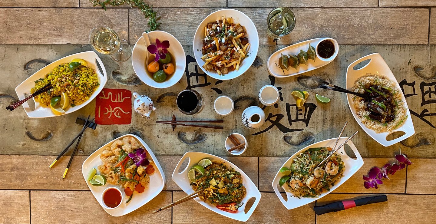 A variety of dishes served at Lucky Goat