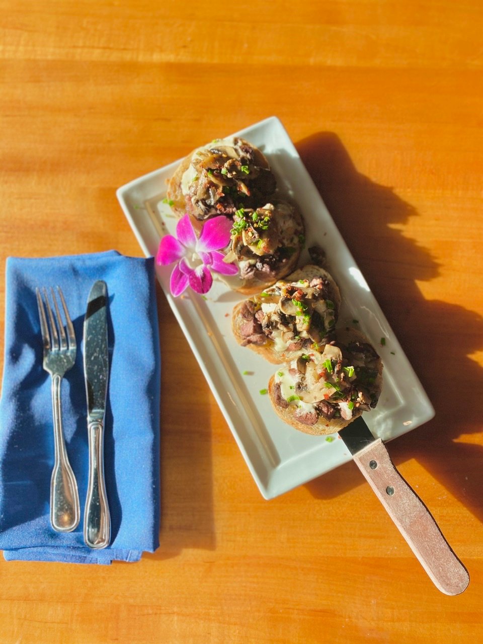 Black and Blue Cheese Crustini