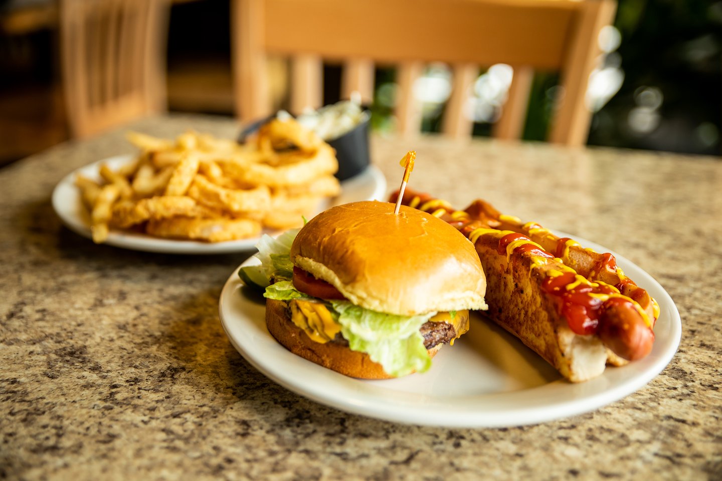 burger and hotdog