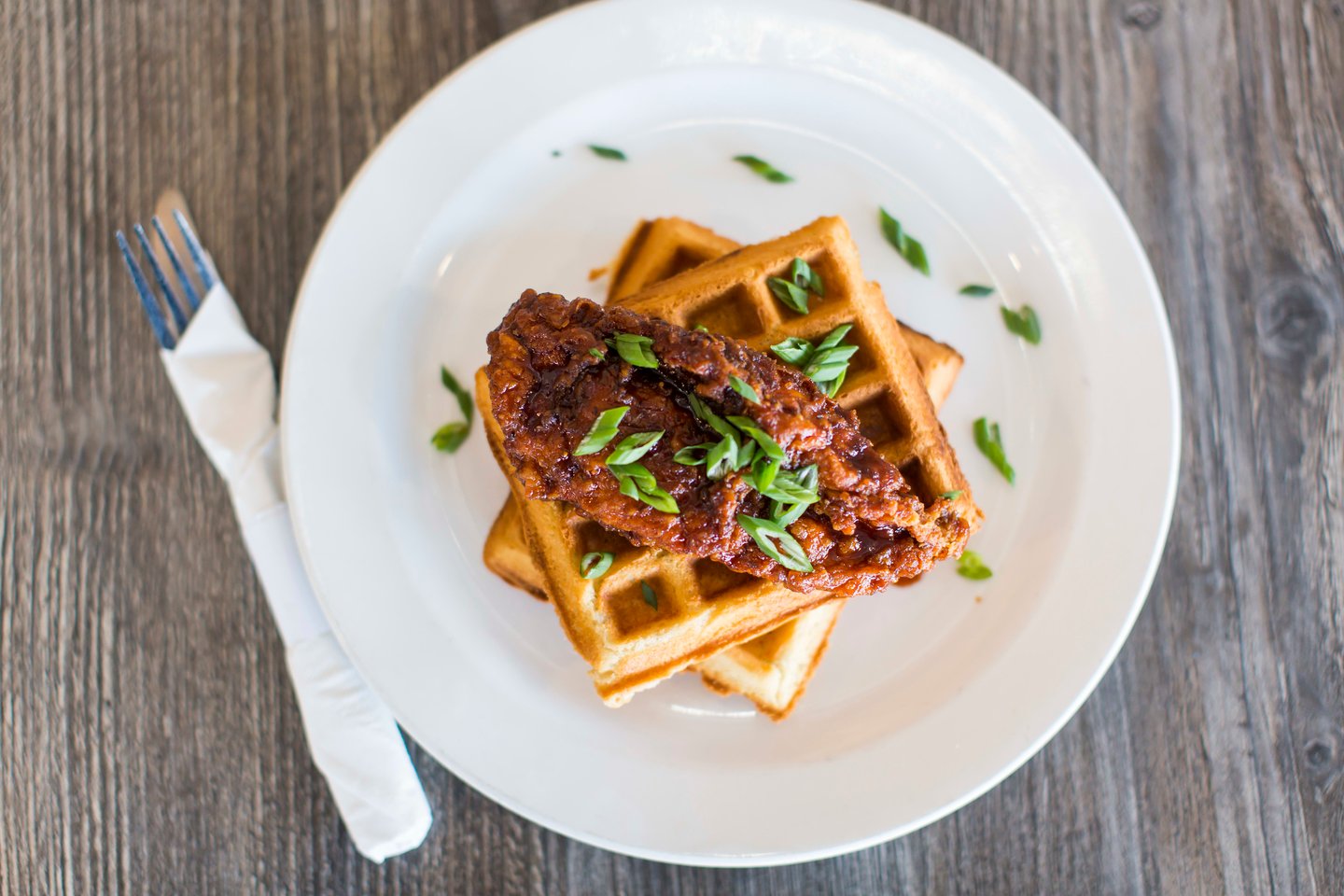 Korean Fried Chicken & White Cheddar Waffles