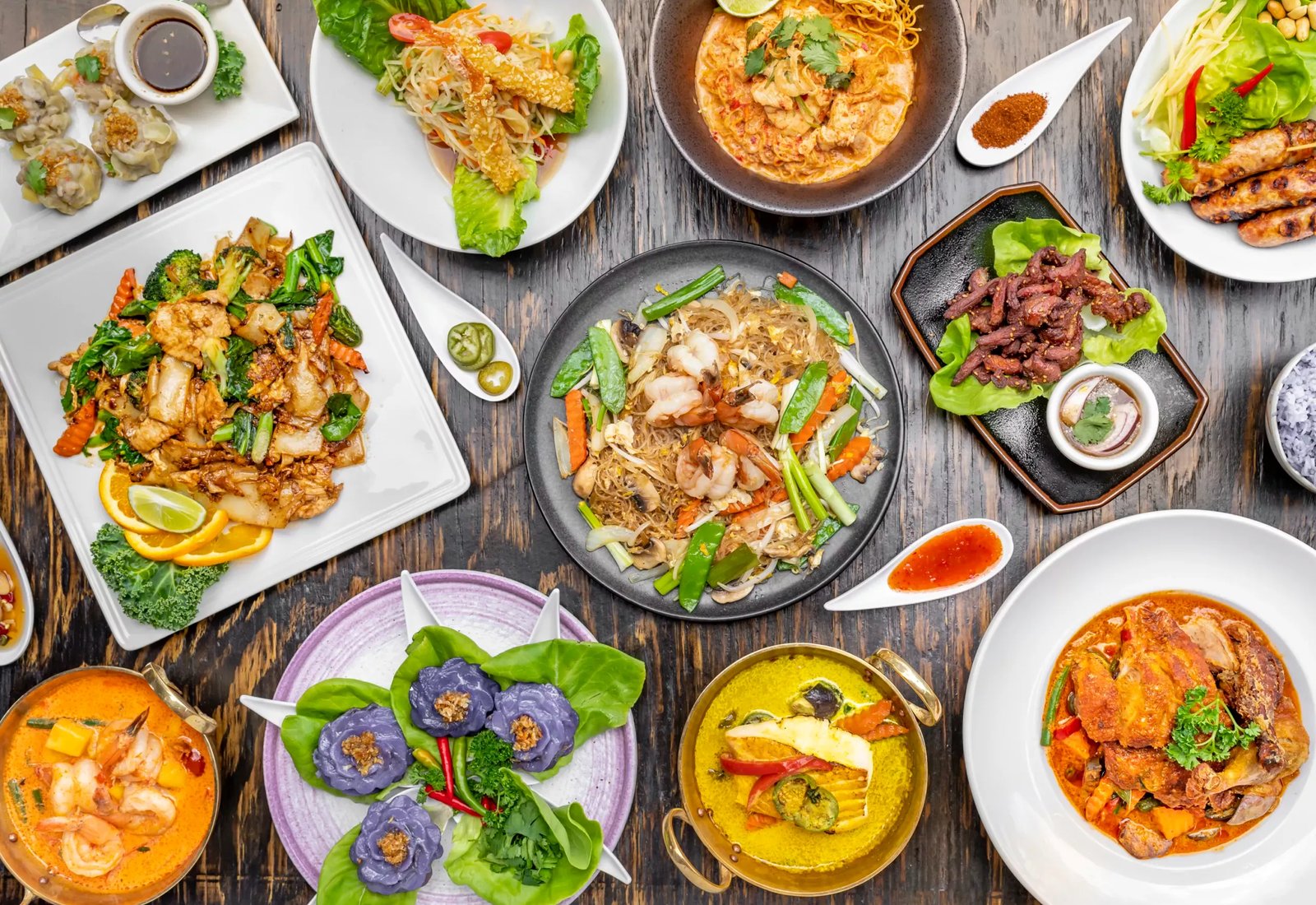 A table of Thai dishes