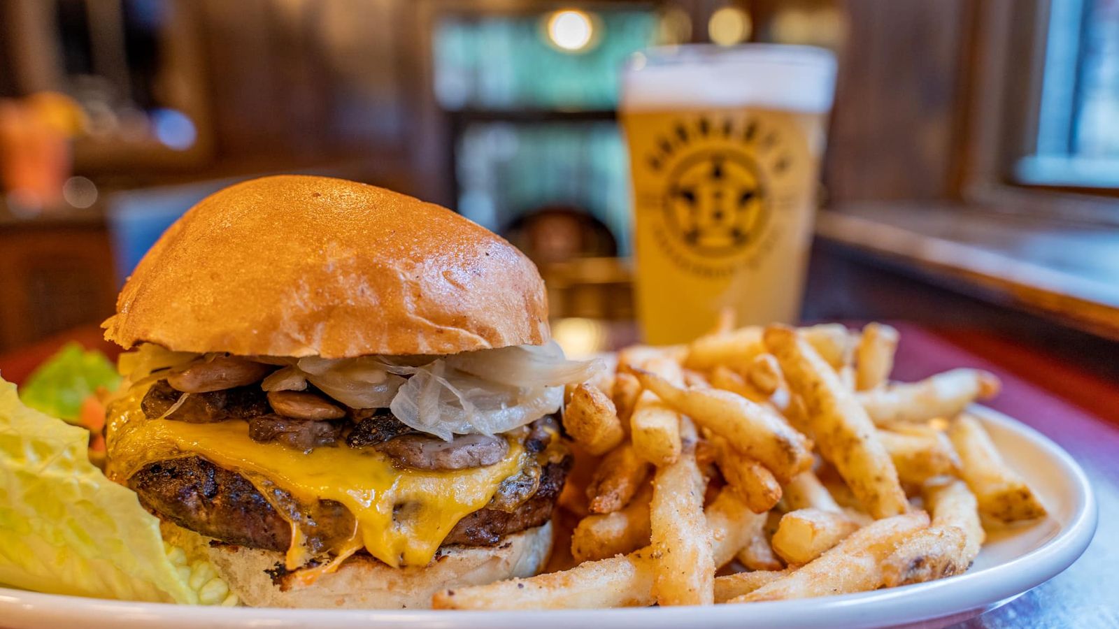 Barnaby's famous burger and fries