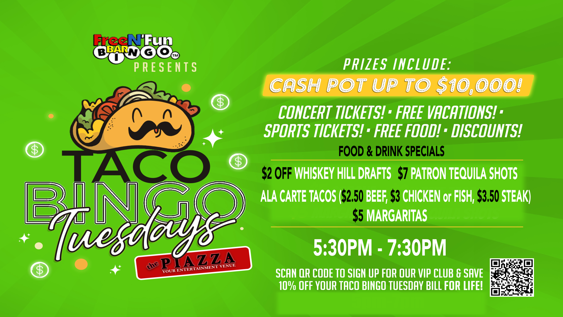 BAR BINGO TUESDAYS @ the PIAZZA w FREE N' FUN BAR BINGO - the PIAZZA ...