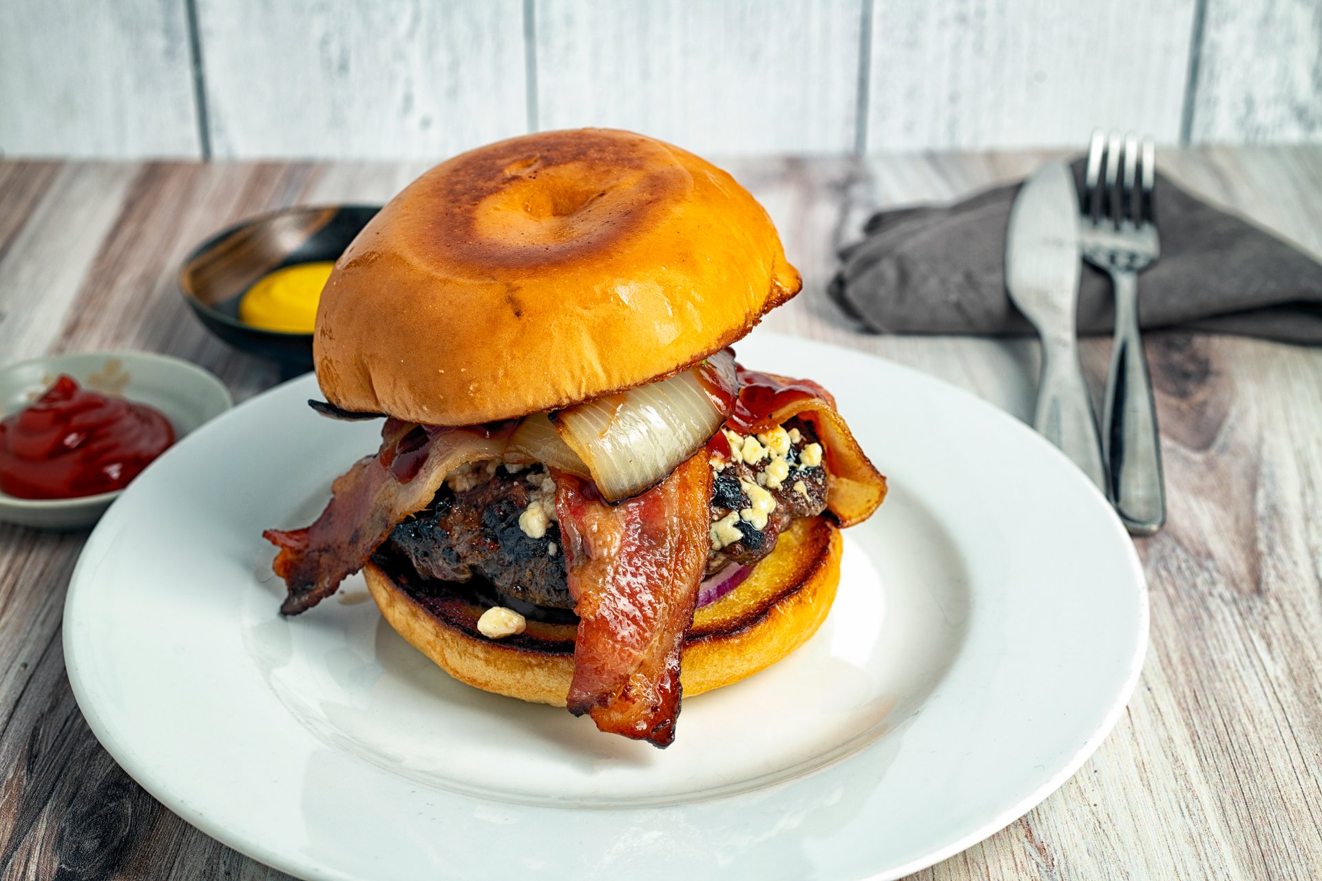 BBQ Bacon Blue Cheese Macho Burgers Burger Joint in WA