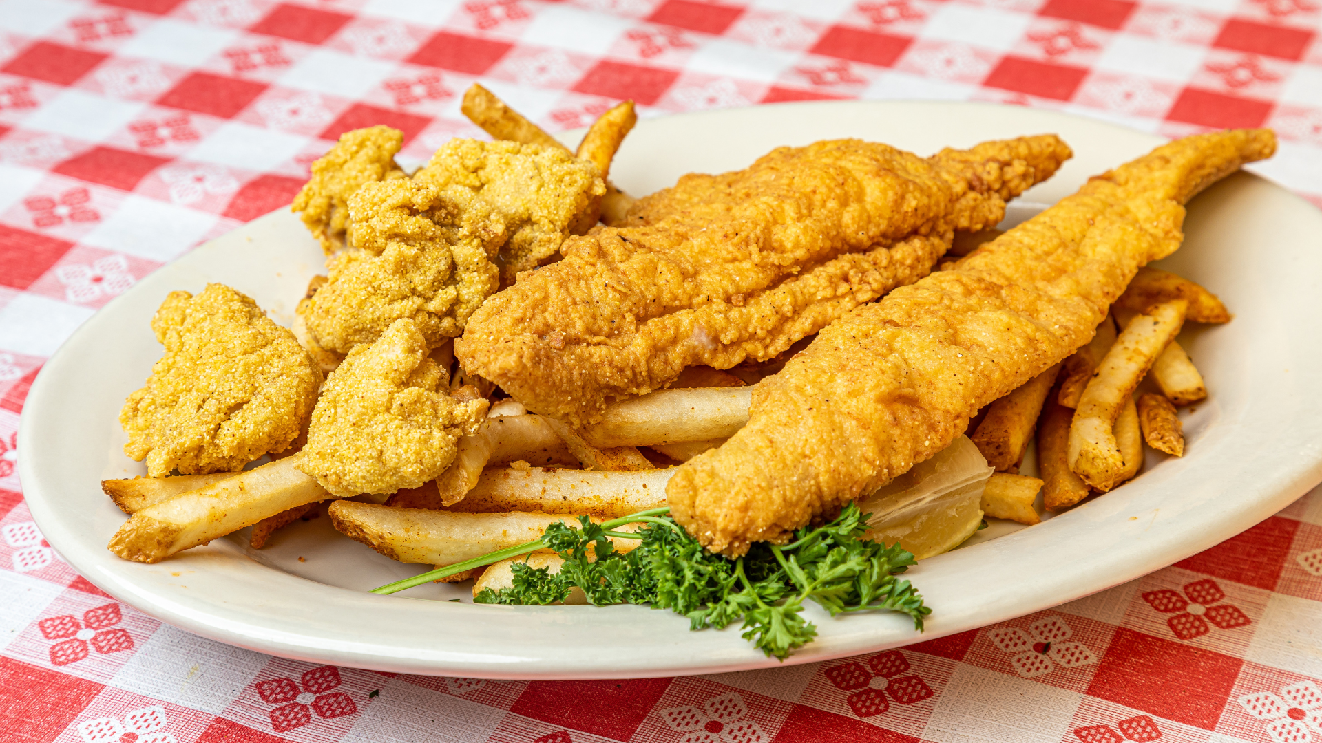 Fried Seafood Platter Charlie's Creole Kitchen