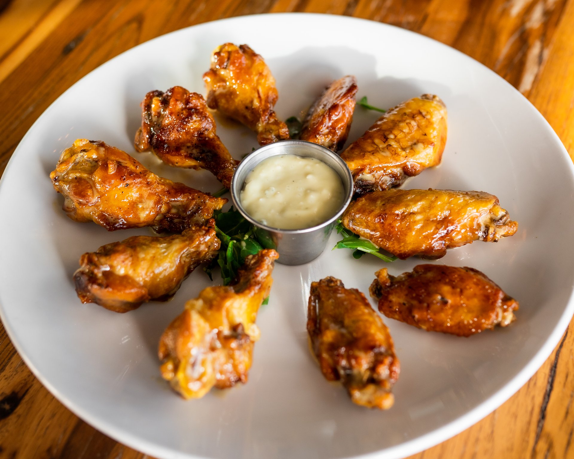 Wood Fired Wings recipe served on a plate, by Vice Restaurant Wood Fired Wings recipe served on a plate, by Vice Restaurant