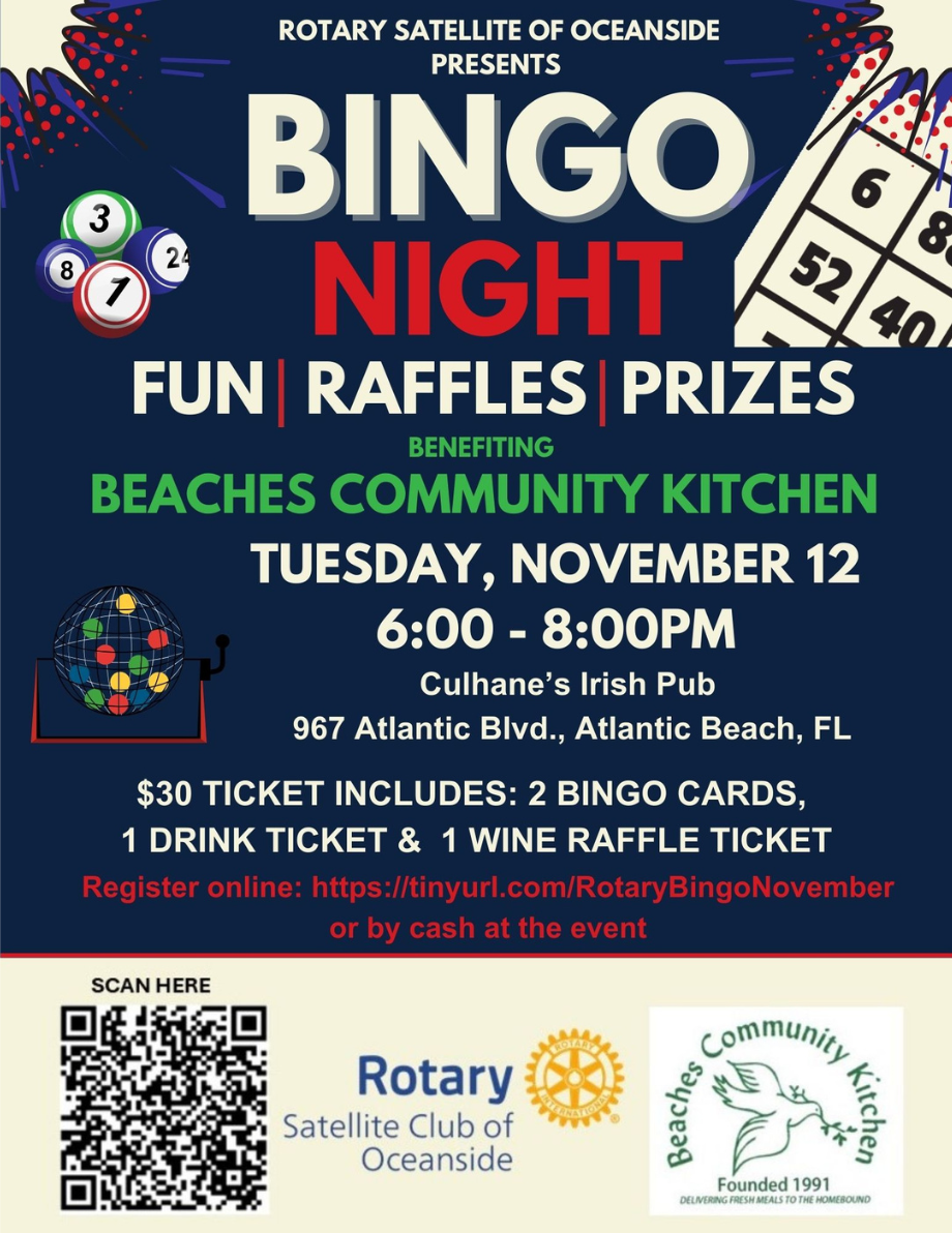 Rotary Bingo Fundraiser Benefitting Beaches Community Kitchen - Culhane ...