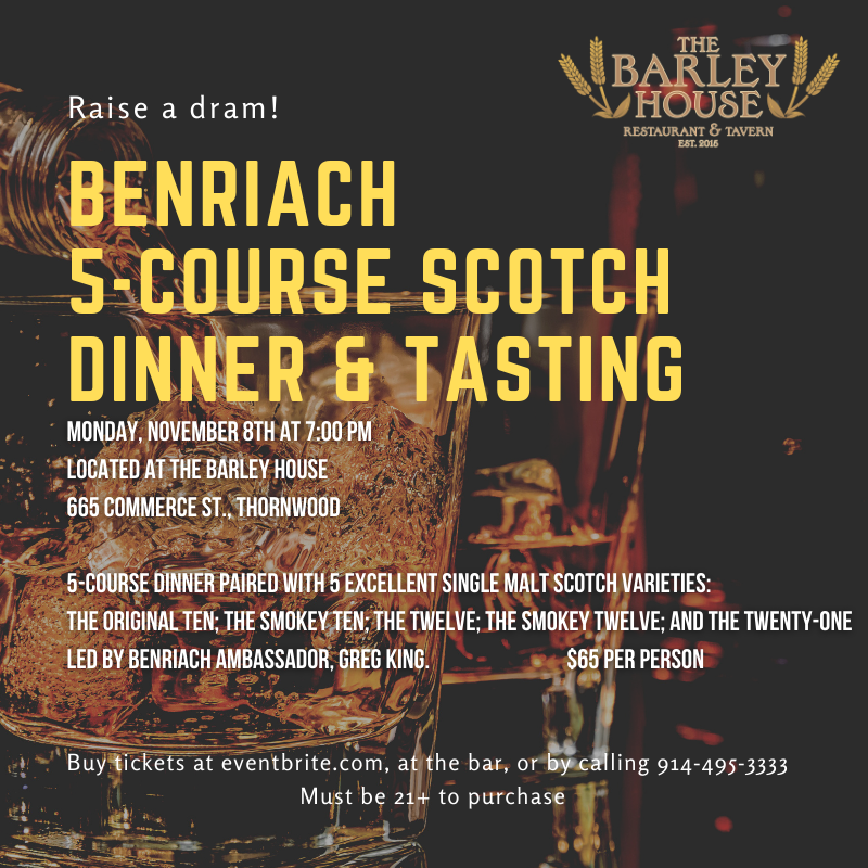 Benriach 5 Course Scotch Dinner & Tasting The Barley House