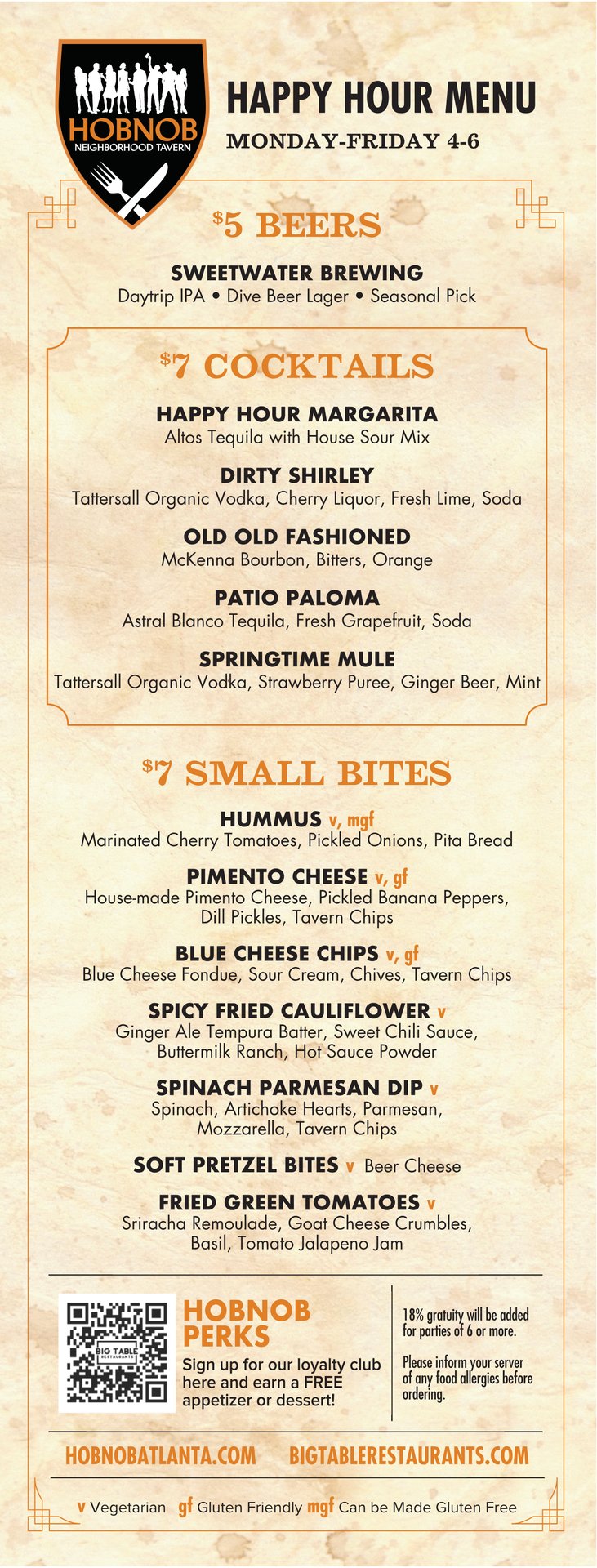 Happy Hour Hobnob Neighborhood Tavern Restaurant In Atlanta Ga