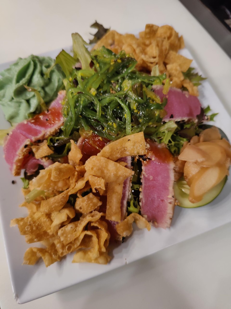 Sesame Tuna recipe served on a plate, by Caribbean Jack's Sesame Tuna recipe served on a plate, by Caribbean Jack's