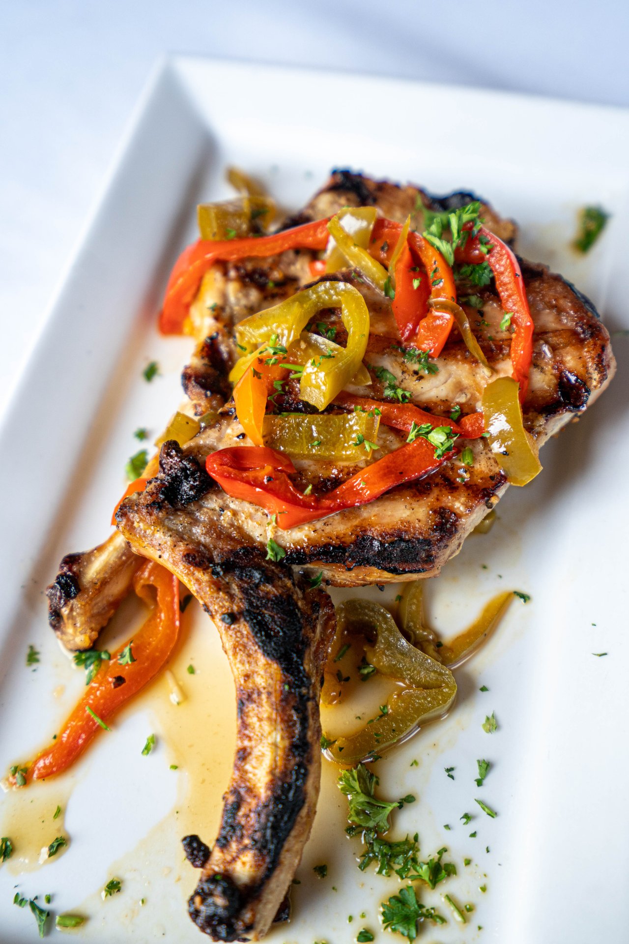 Bell Peppers Onions Pork Chops Potatoes And Vinegar Peppers In The