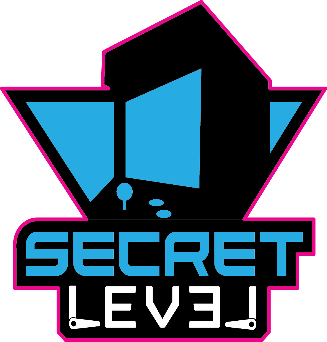 Secret Level logo ft. an arcade cabinet