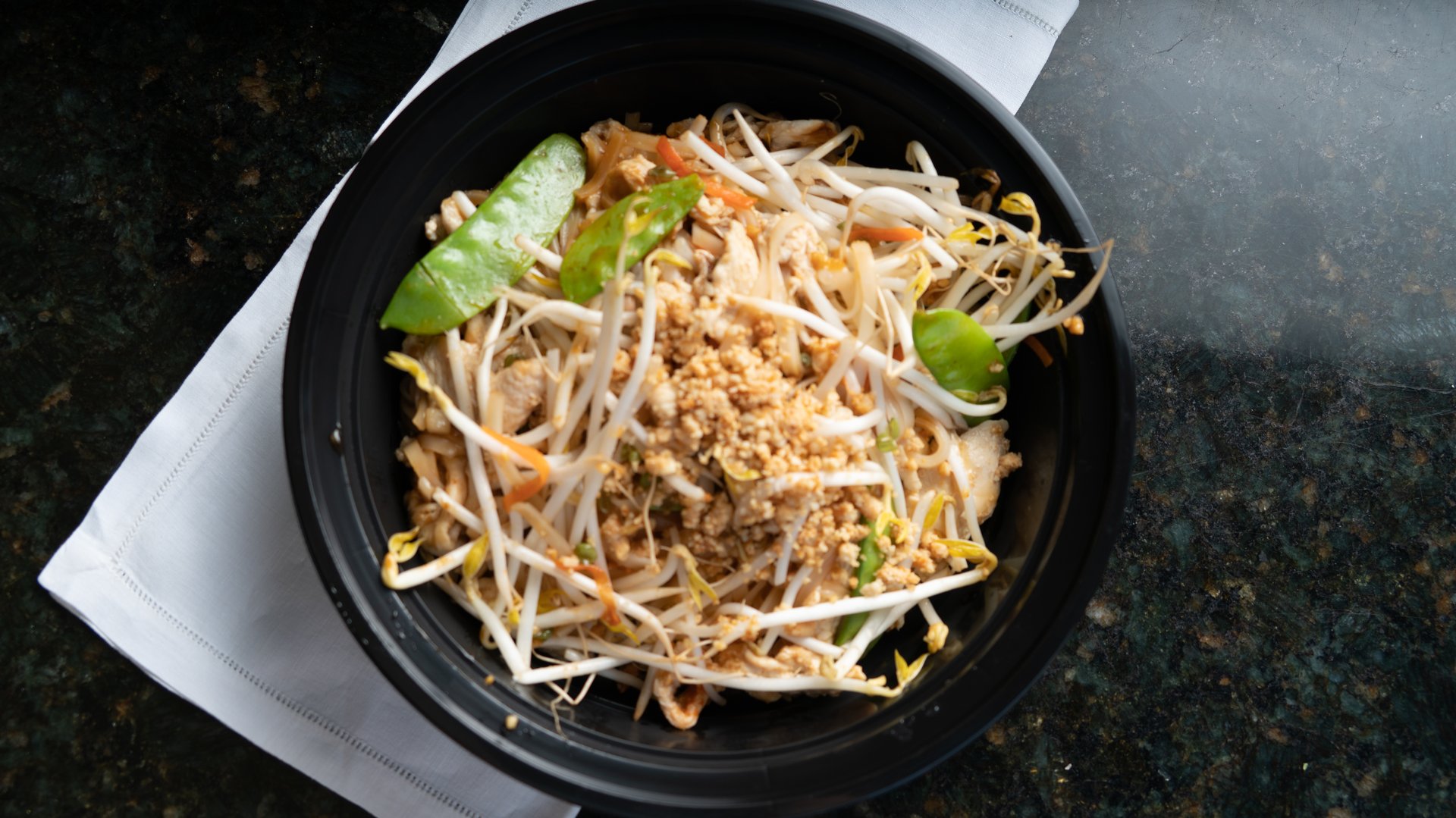 Pad Thai recipe served on a plate, by Lemongrass Fusion Bistro Pad Thai recipe served on a plate, by Lemongrass Fusion Bistro
