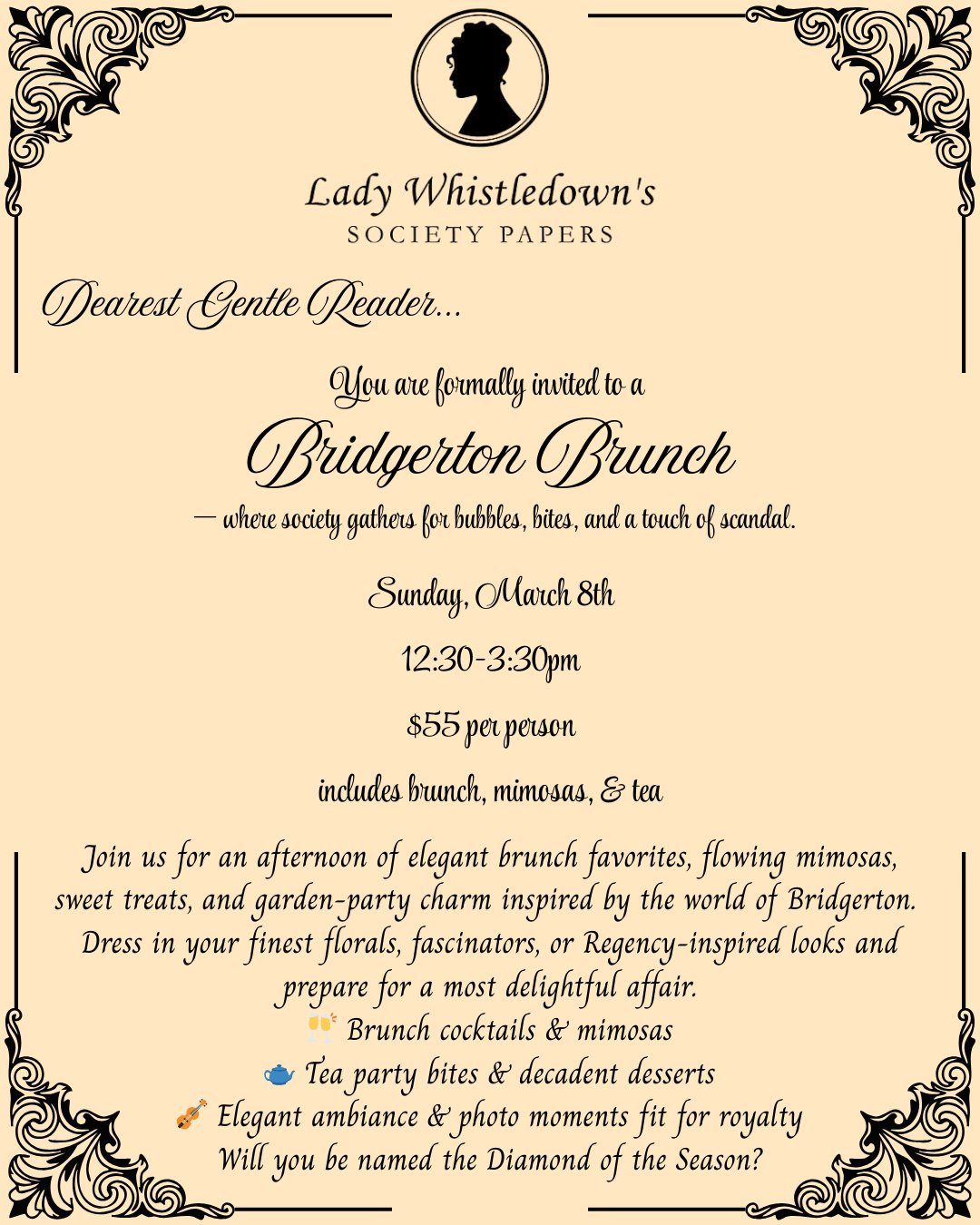 Bridgerton Brunch - Hudson's Mill: American Restaurant in Garnerville, NY