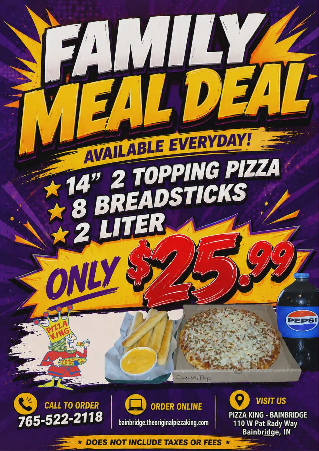 Sunday Special menu - Bainbridge Pizza King