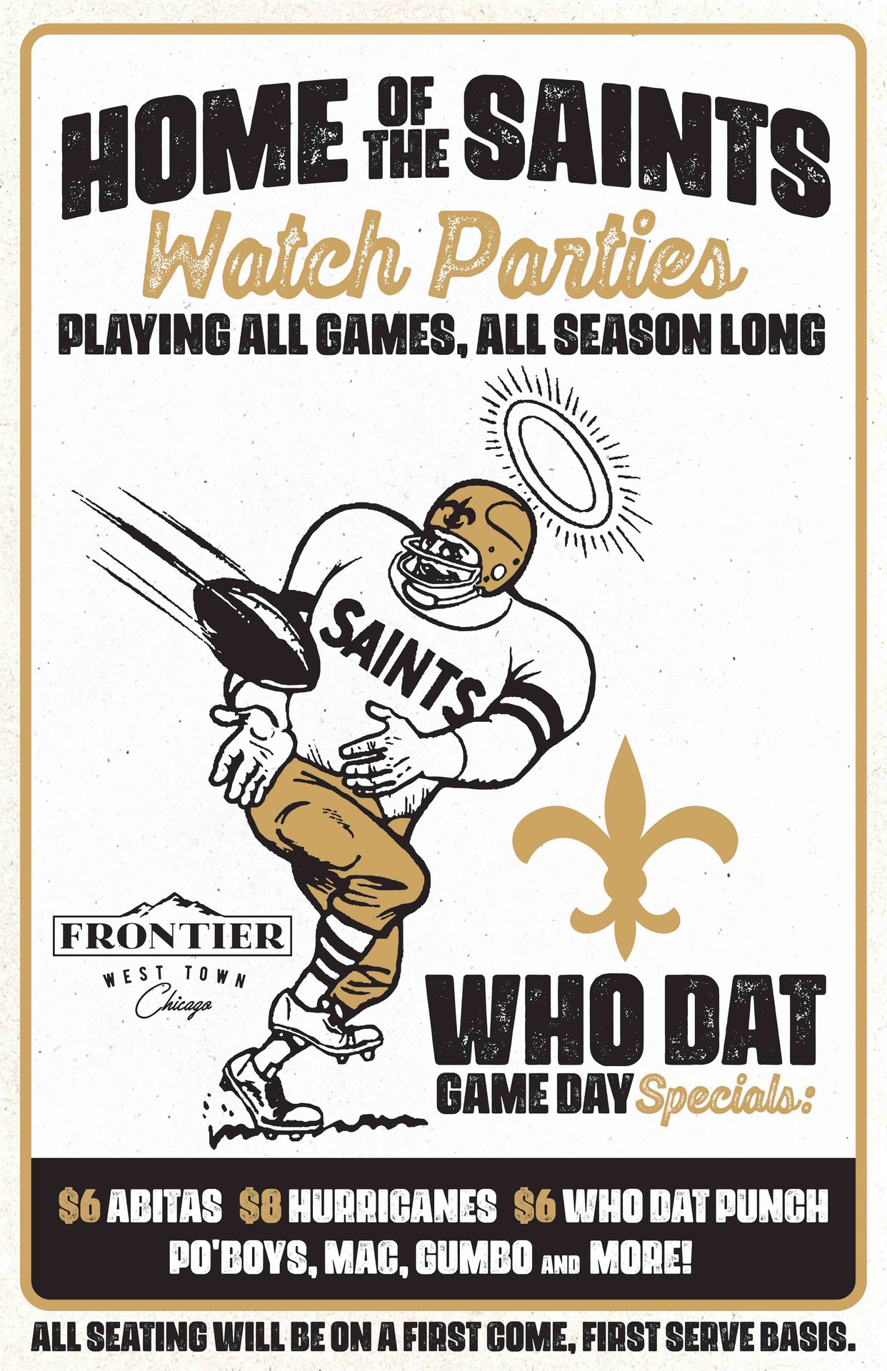 Saints Watch Parties - Frontier, Noble Square, Chicago, IL, Gastro Pub