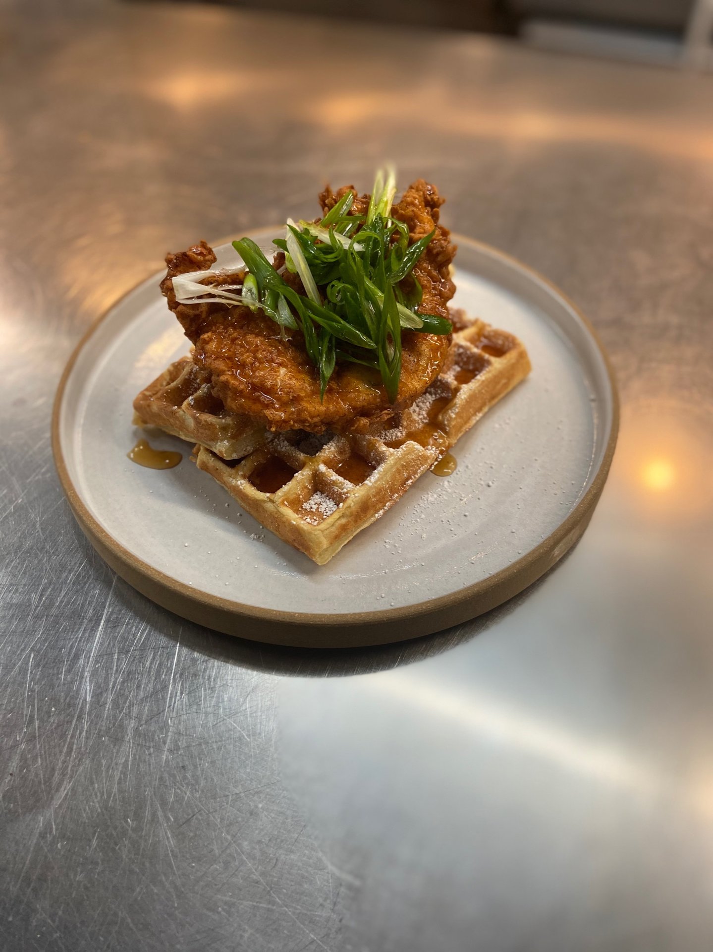 Chicken Waffles Brunch Served Until 3 45 The Attic Southern Style Restaurant In Long Beach Ca