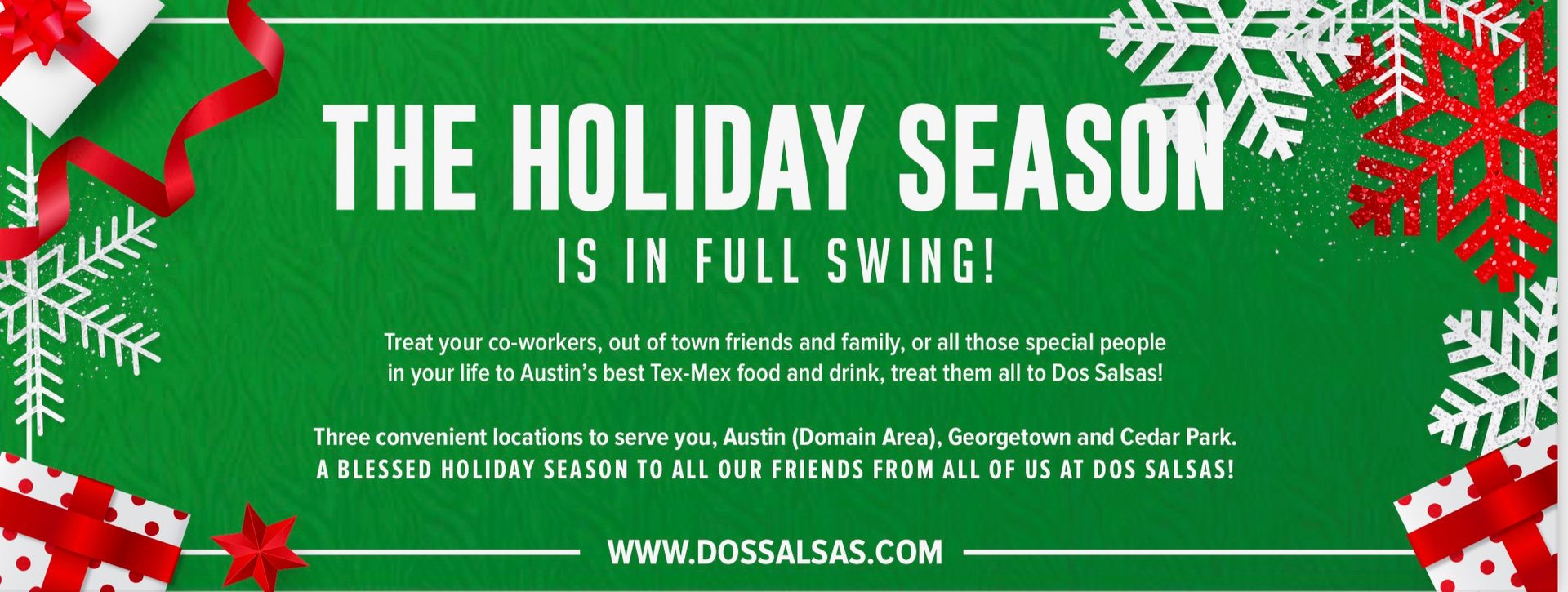 Holiday Season Gift Cards Dos Salsas TexMex