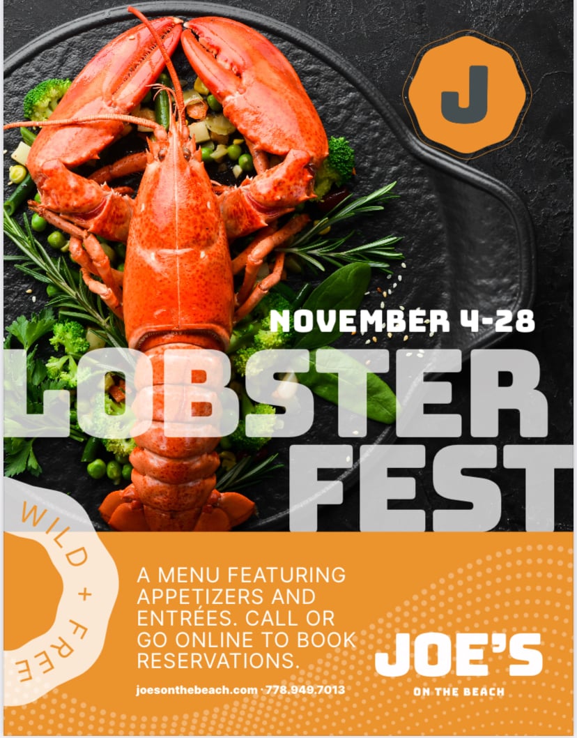 Lobsterfest Menu November 4 28 Joes on the Beach Restaurant in