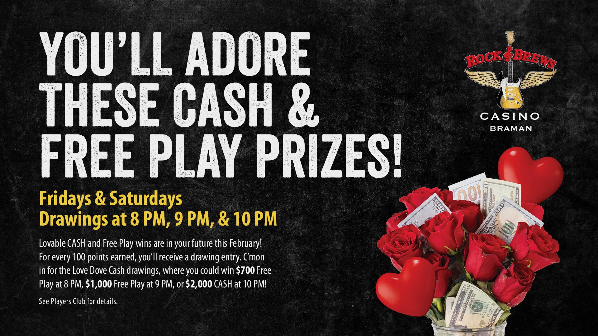 Love Dove Cash! Rock & Brews Casino Braman Casino & American