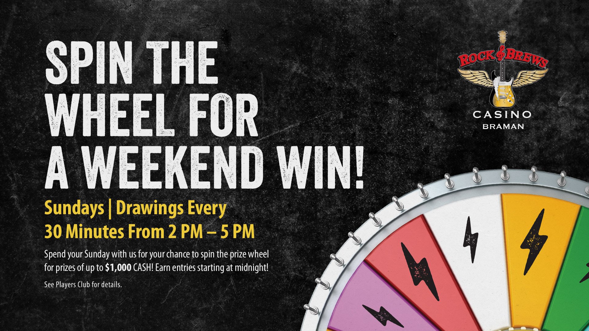 Spin the Wheel for a Weekend Win! Rock & Brews Casino Braman Casino