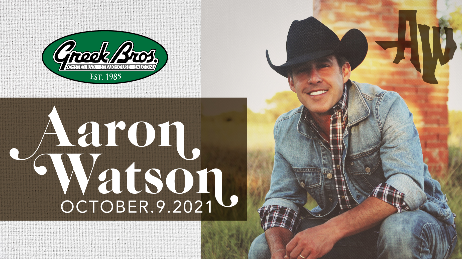 Aaron Watson - Greek Bros. Oyster Bar & Grill - Bar & Grill In Tx