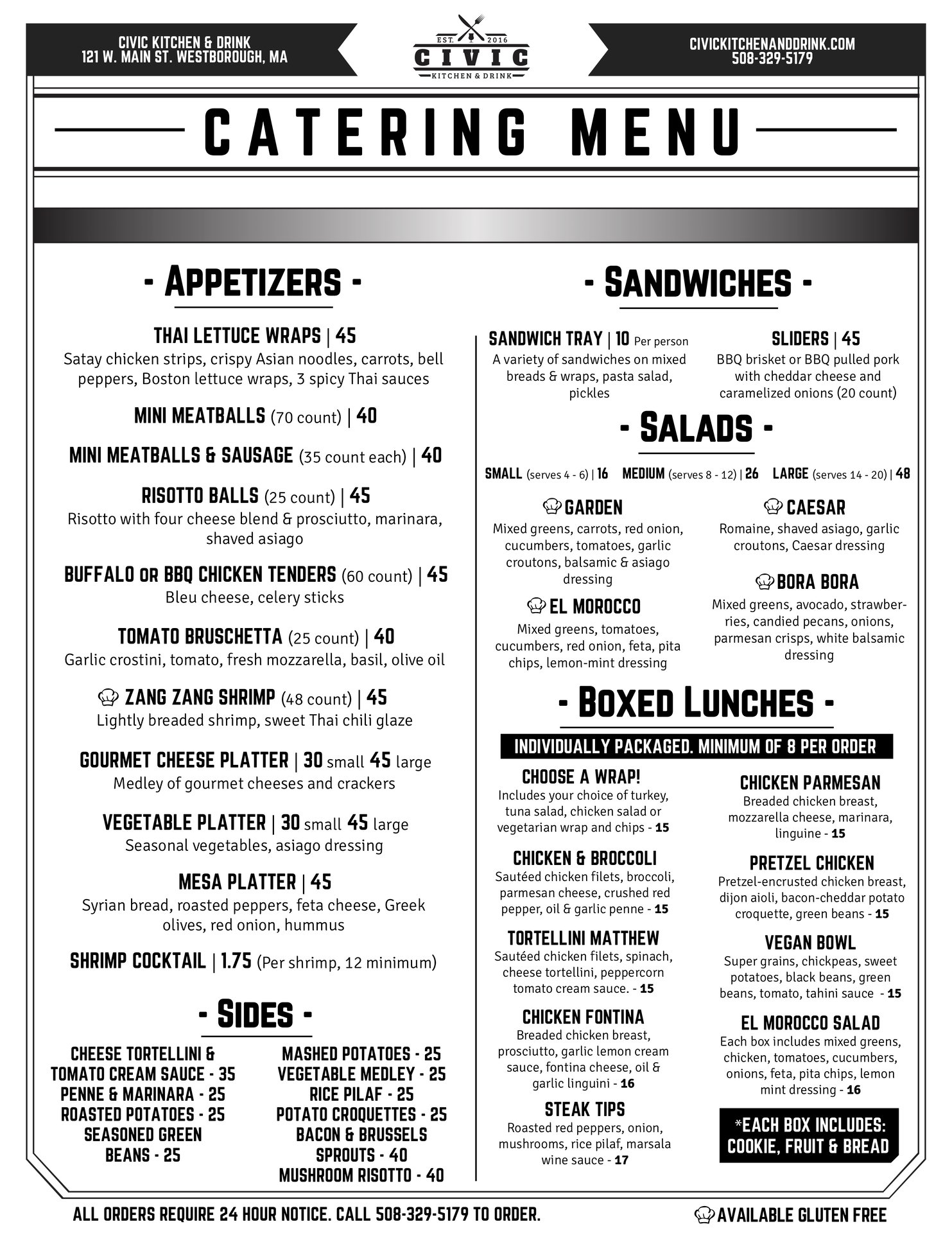 Catering Civic Kitchen Drink Bar Grill In Westborough Ma
