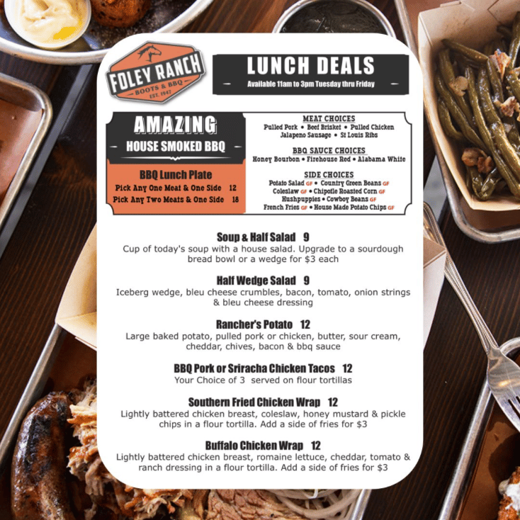 Weekday Lunch Specials Foley Ranch