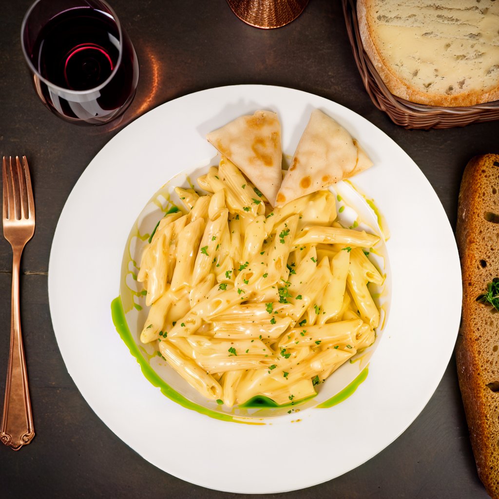 Four Cheese Rigatoni recipe served on a plate, by Anna's Greek Restaurant & Venue Four Cheese Rigatoni recipe served on a plate, by Anna's Greek Restaurant & Venue