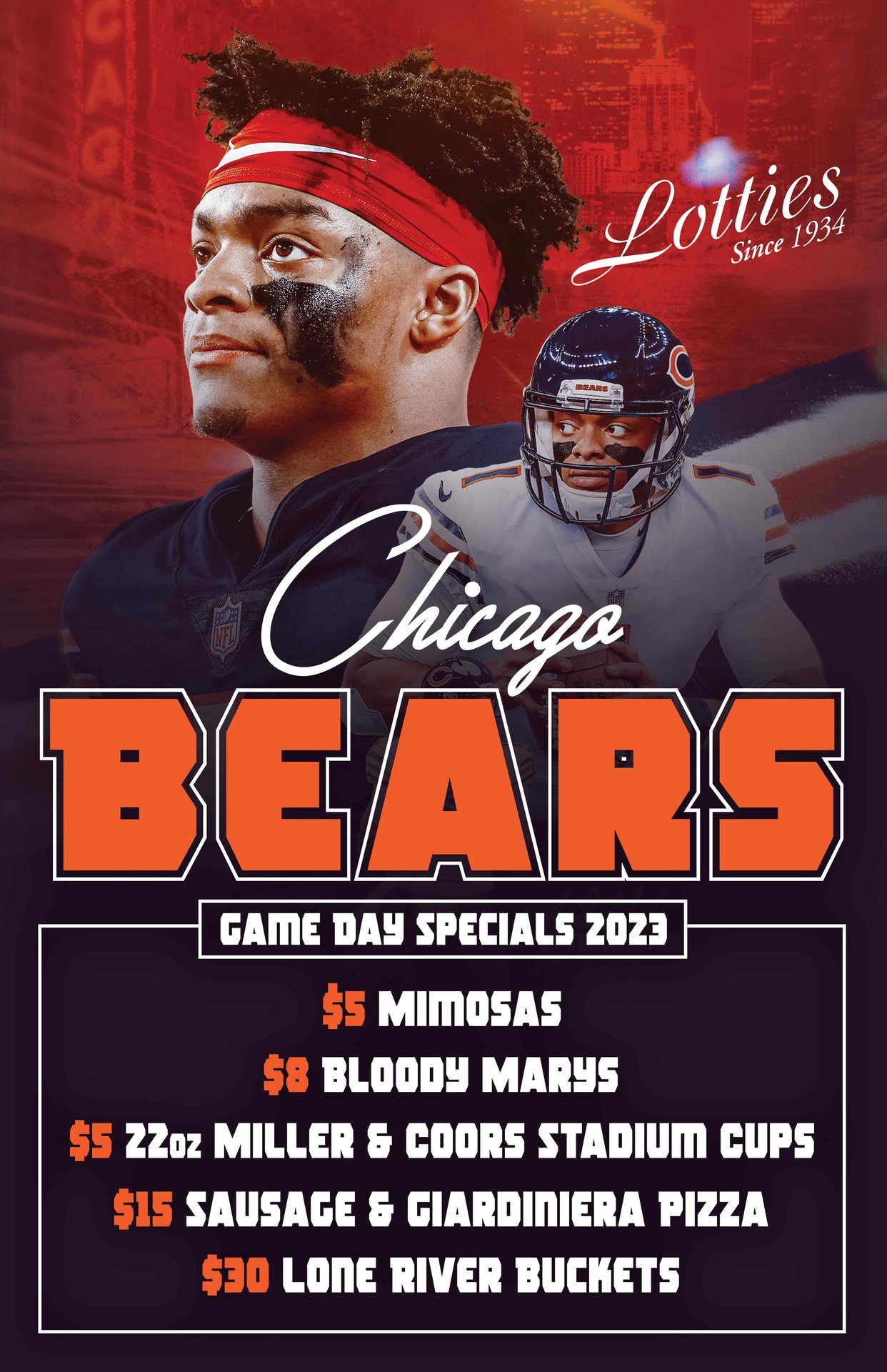 Bears Game Day Specials - Lottie's  Classic Chicago Bar in Chicago, IL