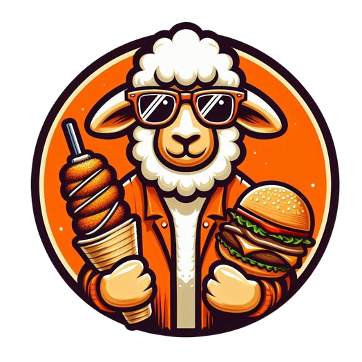 Lamb holding burger and gyro