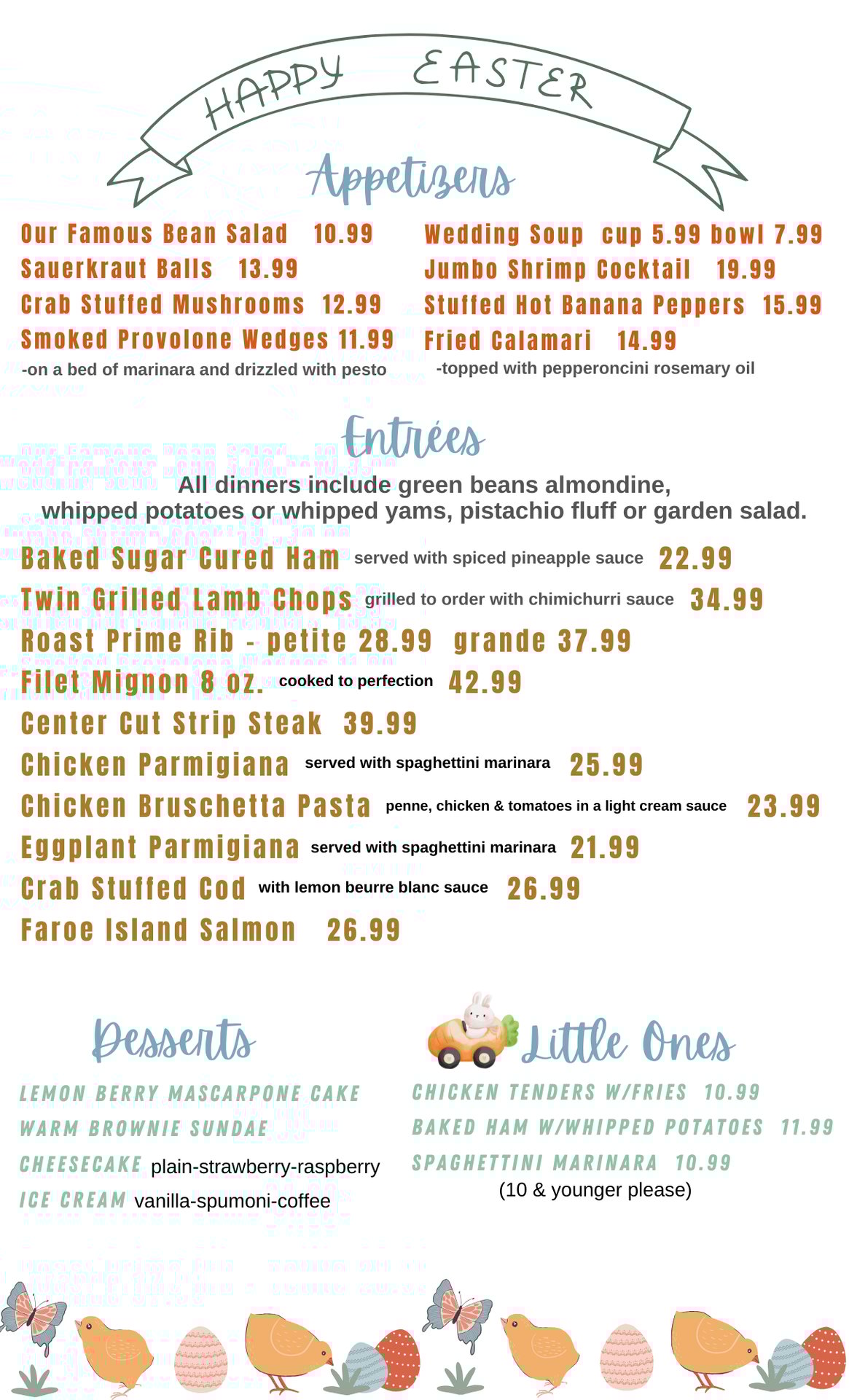 Easter Menu