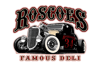 Roscoe's Famous Deli Logo with hot rod