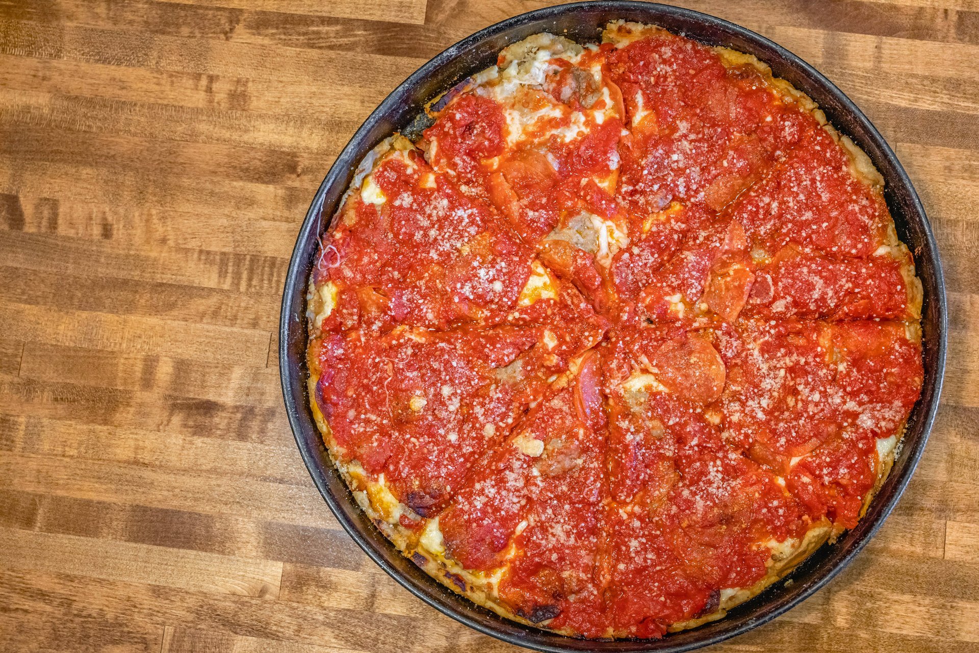 Chicago-Style Deep Dish Pizza with Sausage & Pepperoni - Cooking with  Cocktail Rings