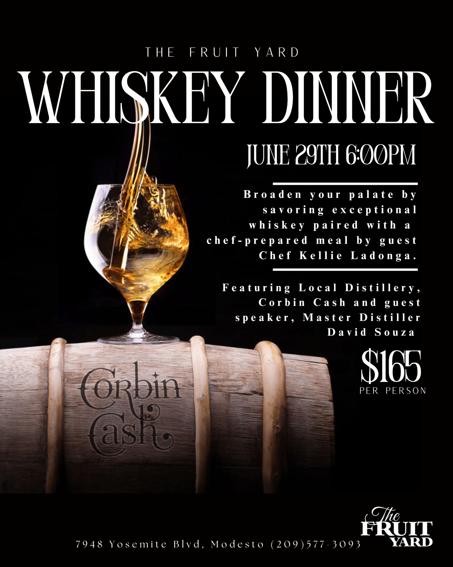 Whiskey Dinner The Fruit Yard Restaurant in CA