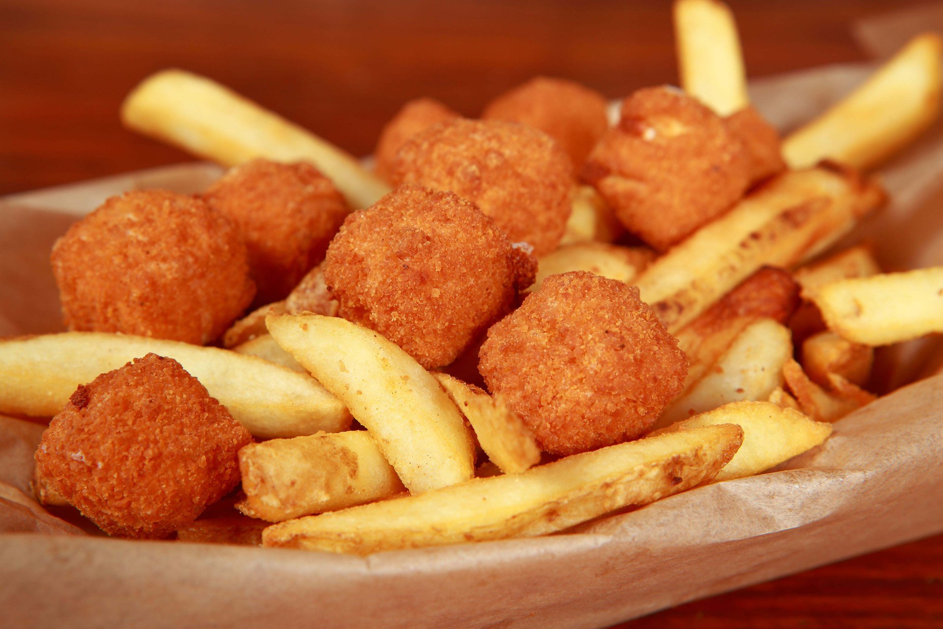 Cheese Balls with French Fries and Sauce Stock Image - Image of tasty,  snack: 180112499