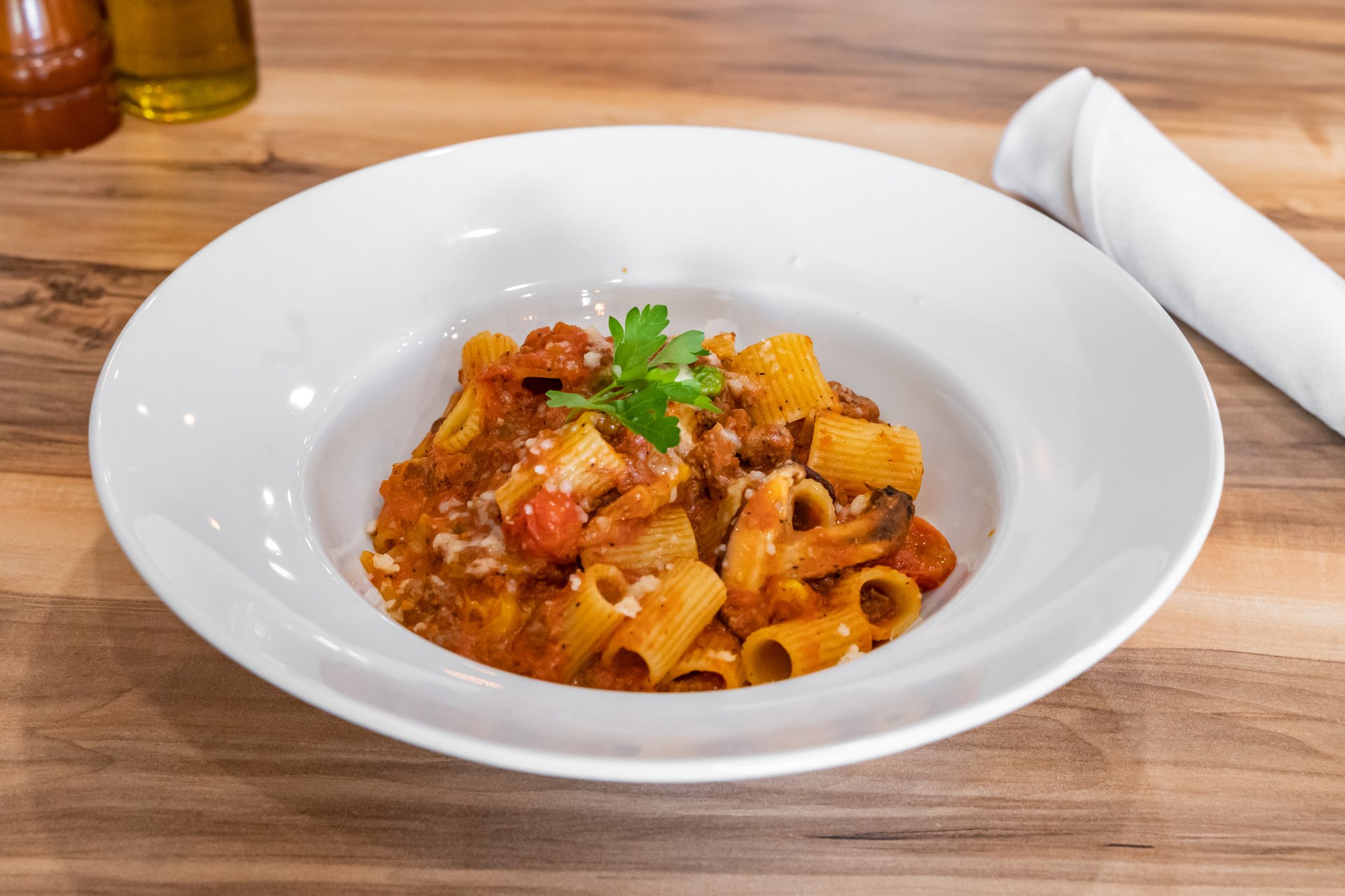 Rigatoni with Veal and Eggplant Meatballs in Tomato Sauce  Rigatoni al  Pomodoro con Polpetti di Vitello e Melanzane - Pasta et Al