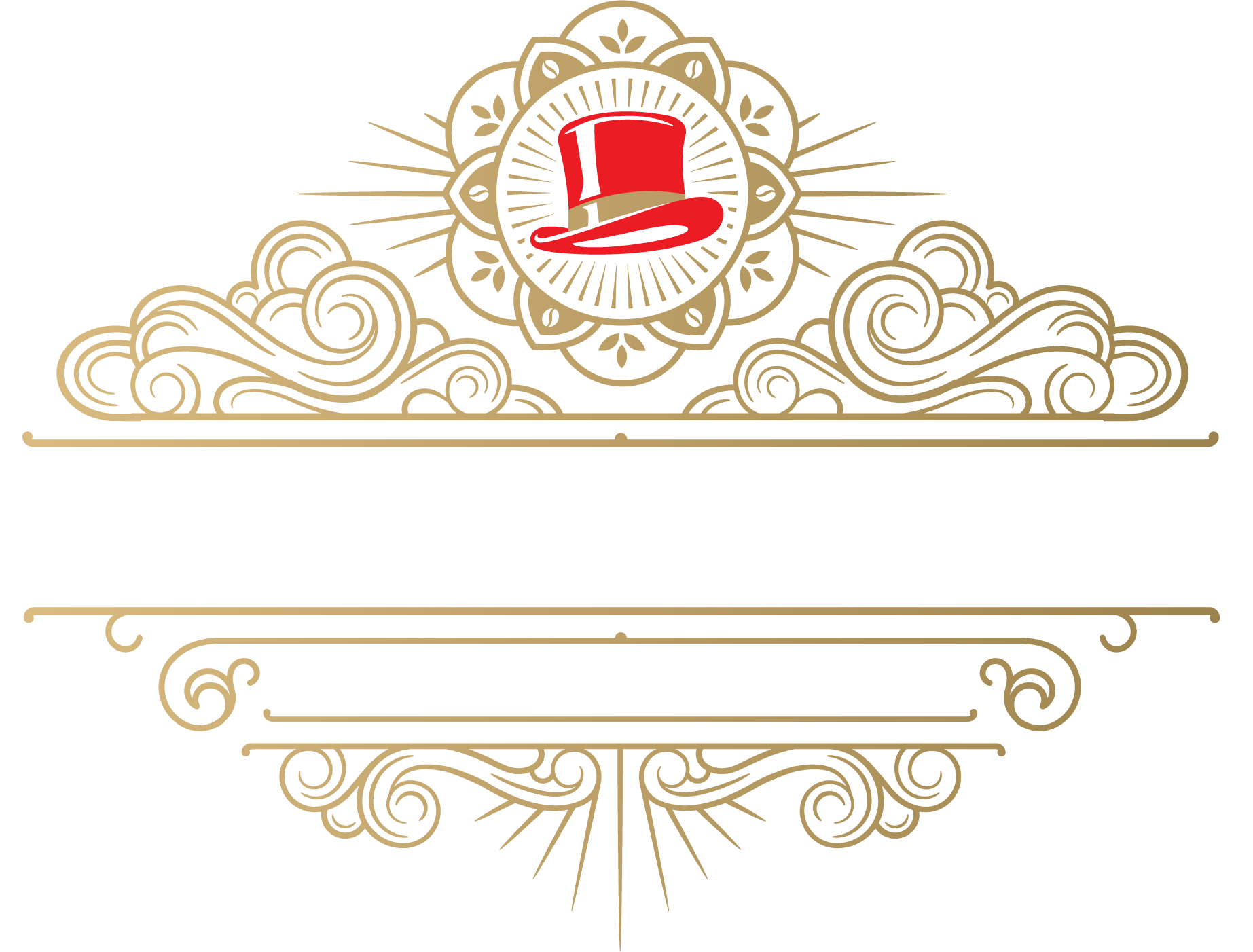 Cloud Parlor Speakeasy Cafe is our company name. Pictured is our logo. Our logo consists of a red top hat, the words Cloud Parlor, a subtitle for Speakeasy Cafe and a gold cloudy pillory around the words.