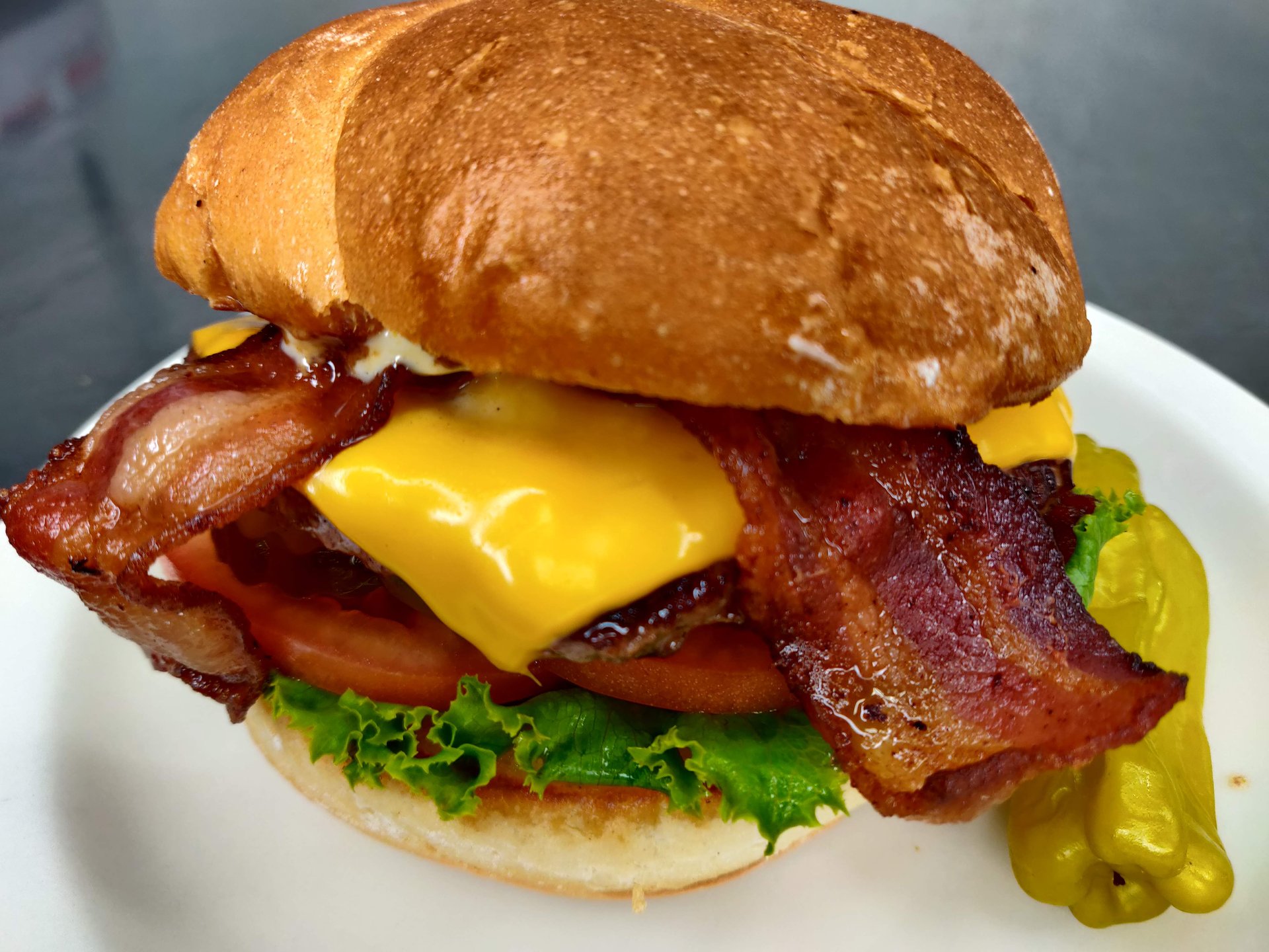 Bleu Bacon Cheese Burger - Dinner Menu - Texan Cafe & Pie Shop