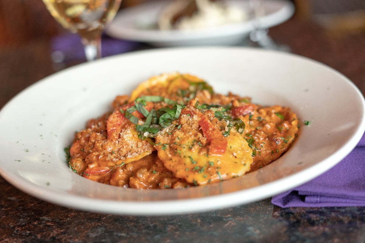wild mushroom ravioli recipe served on a plate, by Joey's Bar & Grill wild mushroom ravioli recipe served on a plate, by Joey's Bar & Grill