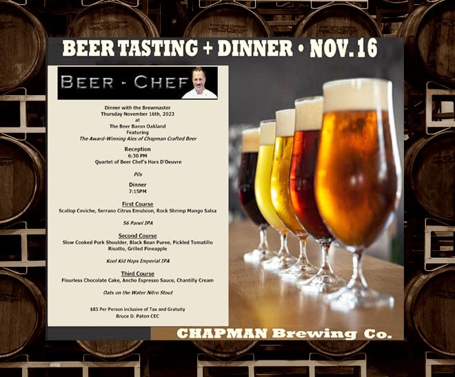 Beer Pairing Dinner with the Brewmaster & Chapman Craft Beers Beer