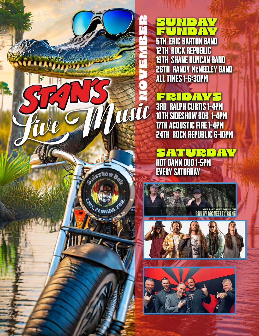 November Entertainment Schedule Stan's Idle Hour Seafood Restaurant