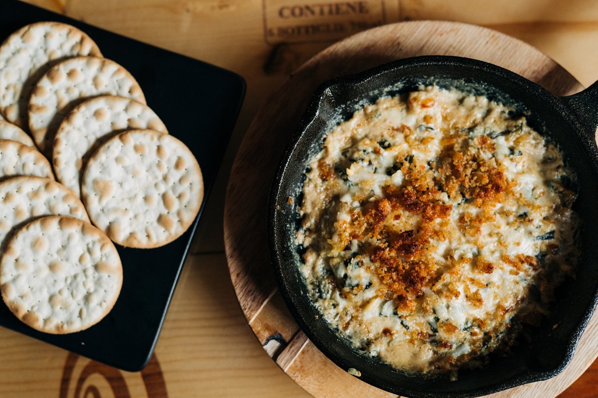 skillet and crackers recipe served on a plate, by Taste skillet and crackers recipe served on a plate, by Taste