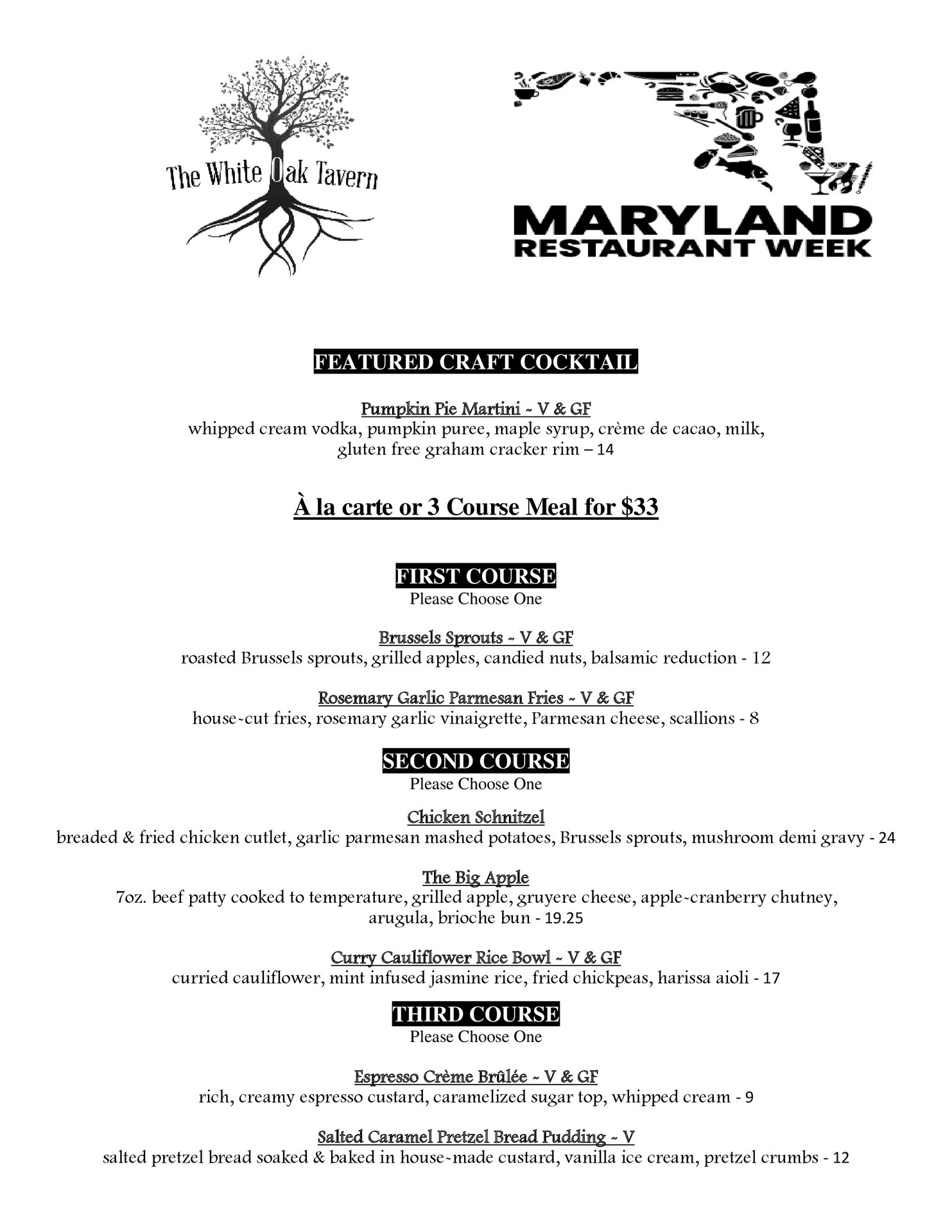 Maryland Resturant Week - The White Oak Tavern - Tavern in Ellicott ...