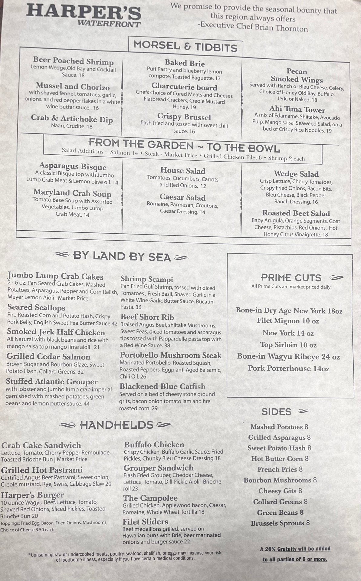 Menus - Harper's Waterfront - Fine Dining Restaurant in Edgewater, MD