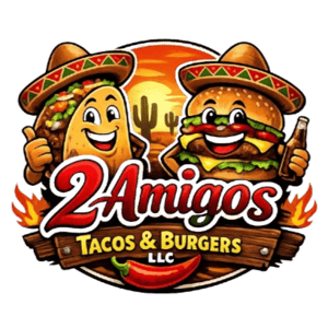 2 Amigos Tacos and Burgers home logo
