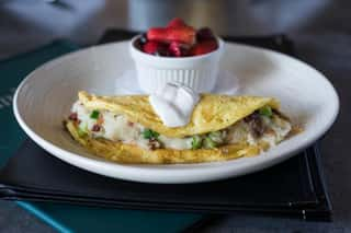 Mashed Potato Omelette Breakfast Think Cafe American Restaurant In San Pedro Ca