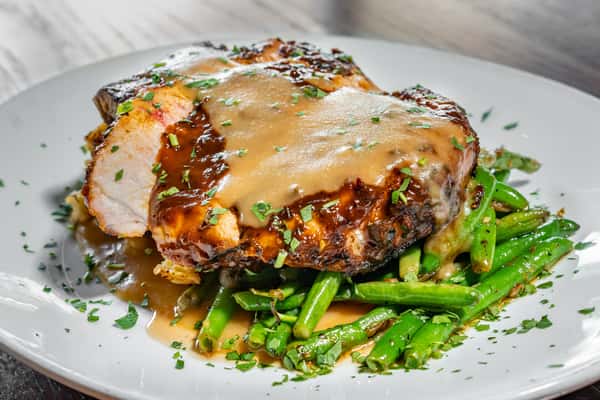 Ancho Chili Rubbed Pork Chop - Biscottis - Serving small plates