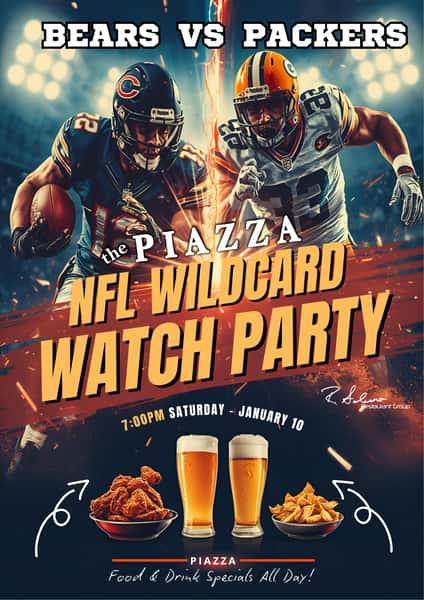NFL WILDCARD GAME 🏈 PACKERS vs BEARS - the PIAZZA - Live Music Venue!