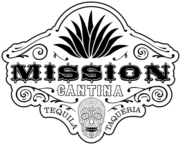 mission cantina full detail skull logo in black and white